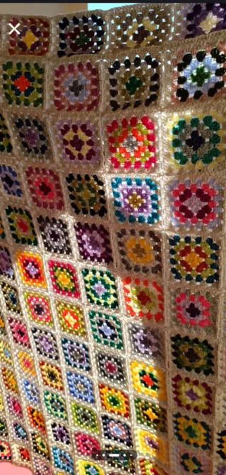 Manta "Abuelita" Crochet Cuadros Vintage ‼️Ultima