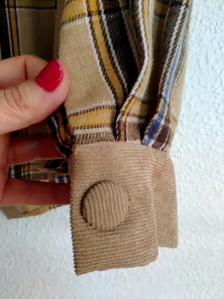 Camisa de cuadros beige y multicolor