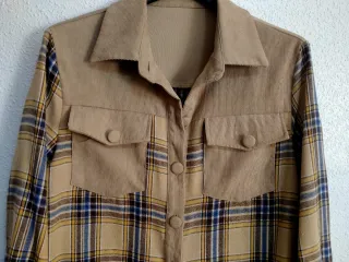 Camisa de cuadros beige y multicolor
