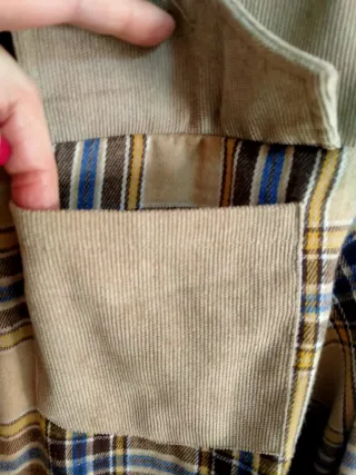 Camisa de cuadros beige y multicolor