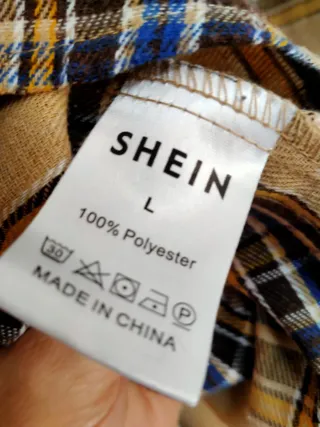 Camisa de cuadros beige y multicolor