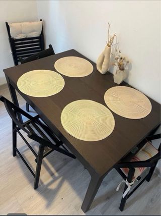Mesa Comedor IKEA Extensible Madera Negra