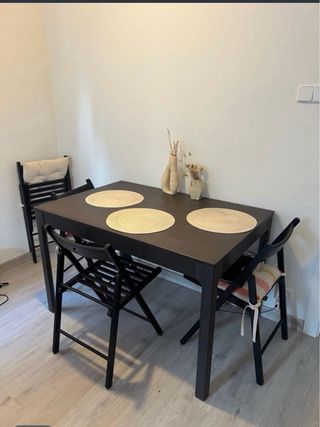 Mesa Comedor IKEA Extensible Madera Negra