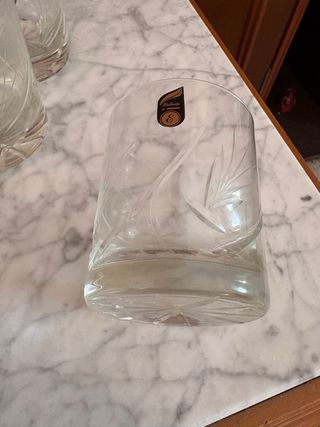 Juego whisky cristal tallado antiguo 6 vasos