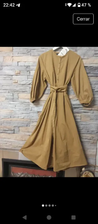 Vestido ZARA MIDI verde oliva talla única