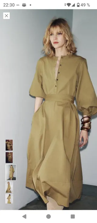 Vestido ZARA MIDI verde oliva talla única