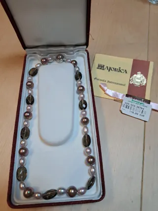 Collar Perlas Majorica Rosa y Marrón