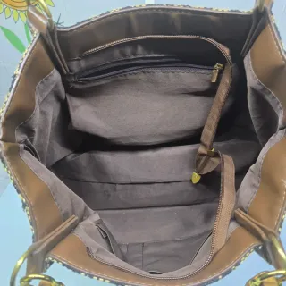 Borsa con manico in bambù fantasia leopardata