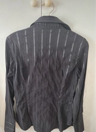 Camisa Mango Negra Rayas Metalizadas