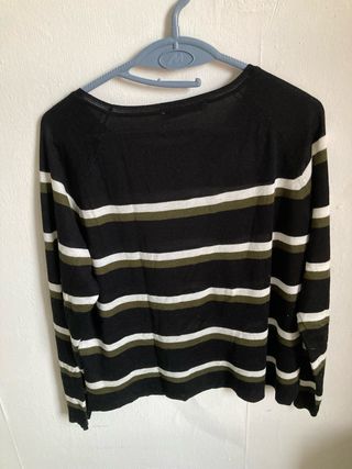 Jersey Zara Rayas Finas Negro Verde Blanco
