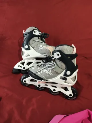 Patines en línea niña T35-38 rosa y gris