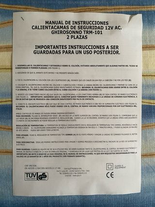 Manta Eléctrica Calienta Camas 12V AC