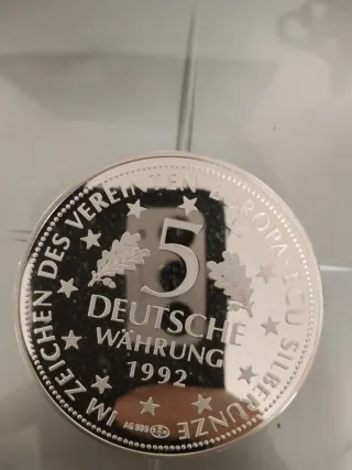 Moneda de Plata 999 Alemana 5 Deutsche Mark