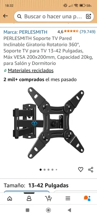 Soporte TV PERLESMITH 13-42 Inclinable Giratorio