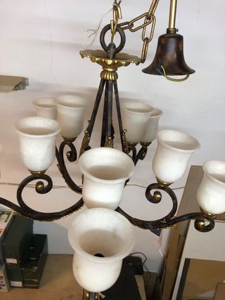 Lámpara de techo clásica bronce y alabastro