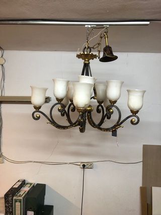 Lámpara de techo clásica bronce y alabastro