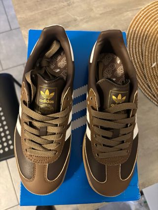 Adidas Samba Donna Tg 37.5 Marrone Bianco