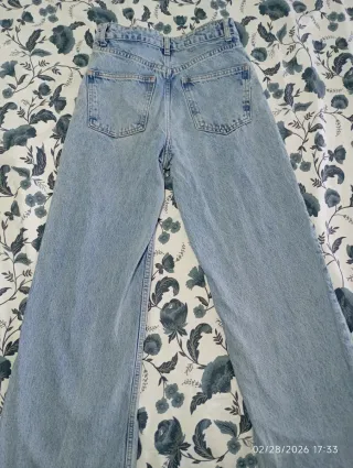 Pantalones anchos denim tiro alto