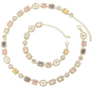 Collar y pulsera oro 14K laminado multicolor