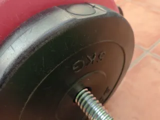 Set de pesas barra, discos y mancuernas