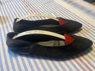 Manoletinas Zara ante y piel negras talla 40