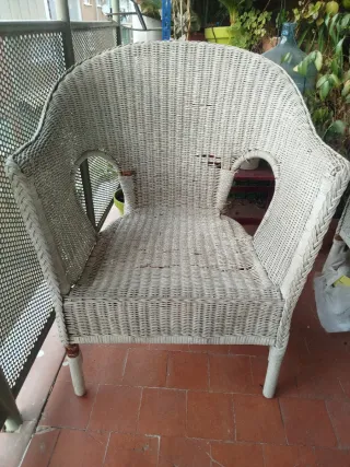 Pareja Sillones Mimbre Blanco