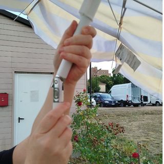 Ombrellone da giardino/spiaggia bianco e giallo