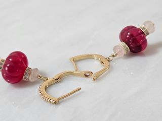 Orecchini con Rubini e Quarzo Rosa Naturali