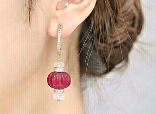 Orecchini con Rubini e Quarzo Rosa Naturali