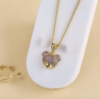 Collar Osito Oro Laminado 14k Morado