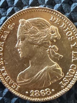 10 Escudos Isabel II Reina de España