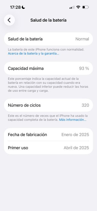 iPhone 16 Blanco 128GB batería 93% + Cargador