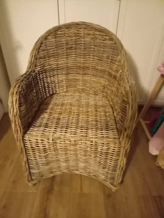 2 Poltrone in rattan naturale con rivestimento