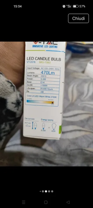 Lampadine LED V-TAC Candela 5.5W (40W)