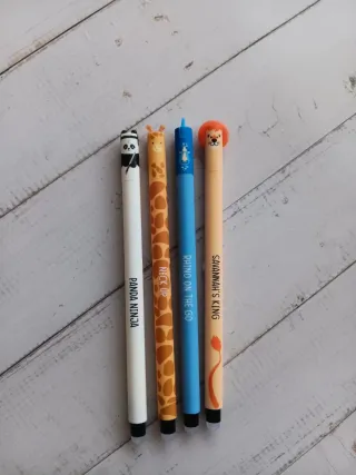 4 Canetas Apagáveis Fofas Animais