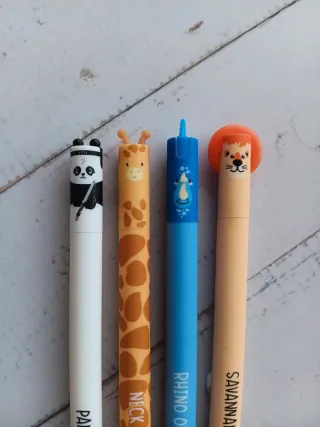 4 Canetas Apagáveis Fofas Animais