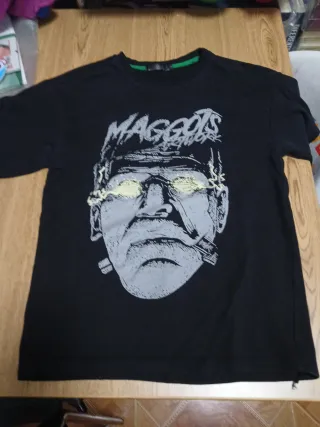 Camiseta Negra Hombre Estampado Frankenstein