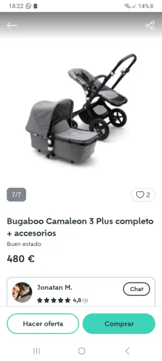 Carrito y Silla Bebé Bugaboo Cameleon 3 gris/beige