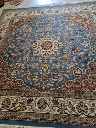 Tappeto persiano lana blu e rosso Tabriz autentico