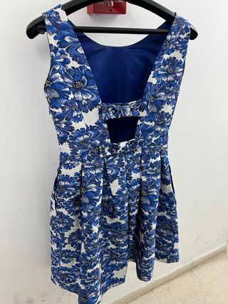 Vestido Ceremonia Azul y Blanco