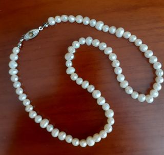 Collar Perlas Naturales Río Cierre Plateado