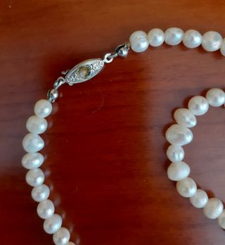 Collar Perlas Naturales Río Cierre Plateado