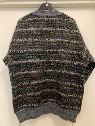 Maglione vintage lana multicolor con scollo a V