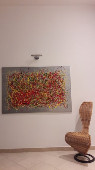 Acrilico su tela argentata 100x15