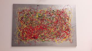 Acrilico su tela argentata 100x15