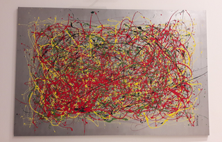 Acrilico su tela argentata 100x15