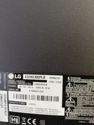 TV LG 43 4K Smart TV 43UK6300PLB