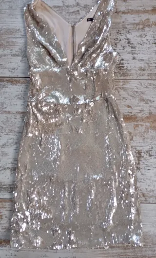 Vestido Zara lentejuelas plateado