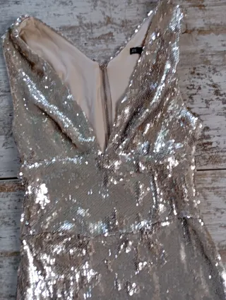 Vestido Zara lentejuelas plateado