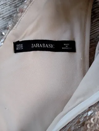 Vestido Zara lentejuelas plateado